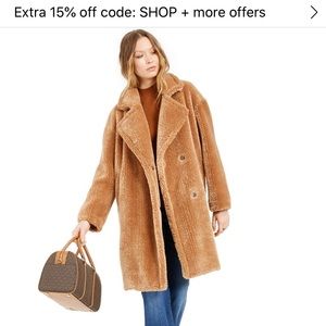 Michael Kors faux fur Teddy coat camel medium